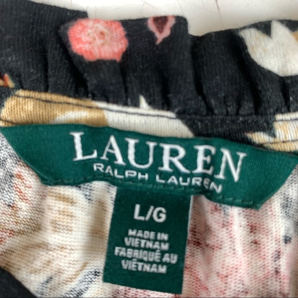 LAUREN Ralph Lauren Black Floral Peasant size Large - Picture 4 of 8